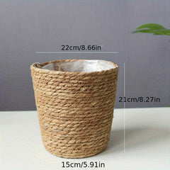 Woven Rattan Planter Basket with Waterproof Liner - Indoor Outdoor Storage