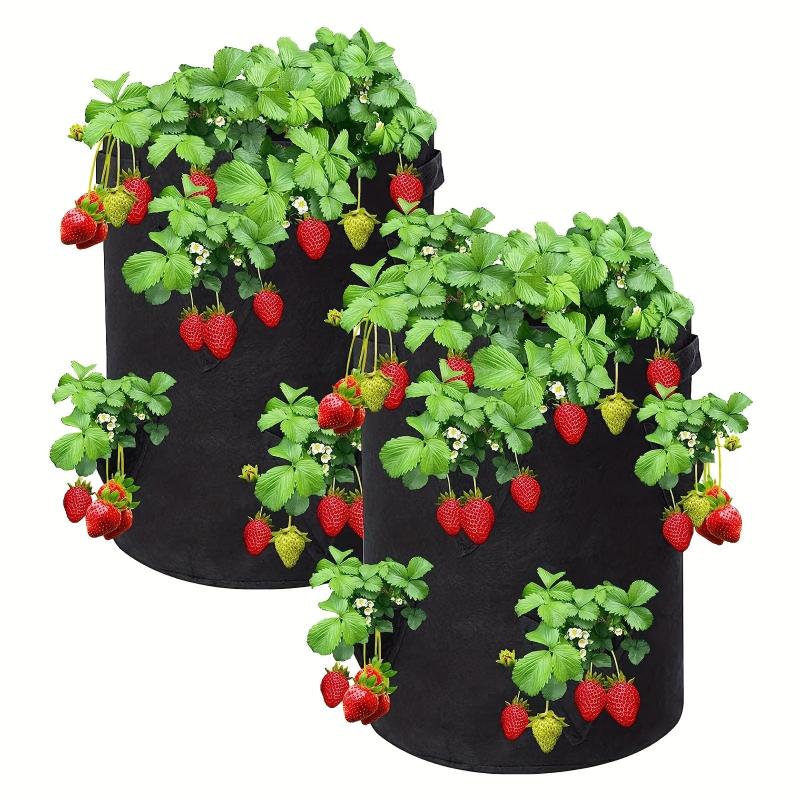 2 Pack Strawberry Grow Bags, 8 Pockets, Re-usable Vertical Planting, Non-woven