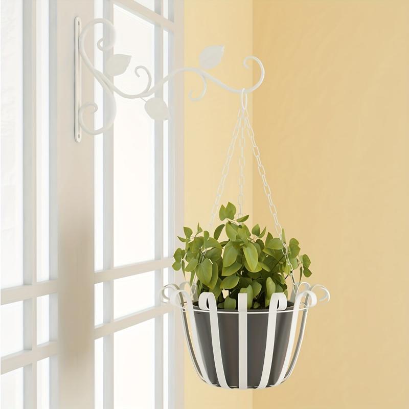 2pcs Hanging Plant Bracket Wrought Iron Planter Hooks Outdoor Indoor Decor