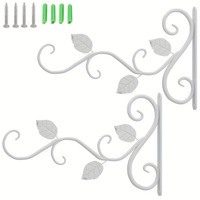2pcs Hanging Plant Bracket Wrought Iron Planter Hooks Outdoor Indoor Decor