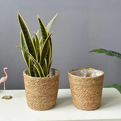 Seagrass Jute Rope Plant Basket Indoor Outdoor Hand Woven Modern Flower Pot