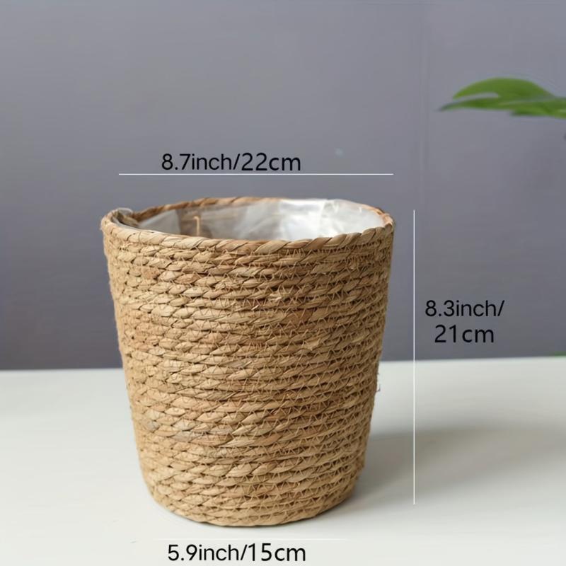 Seagrass Jute Rope Plant Basket Indoor Outdoor Hand Woven Modern Flower Pot