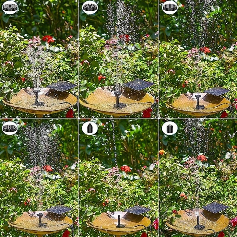 Solar Fountain Pump DIY 6 Nozzles Bird Bath Ponds Pools Gardens Fish Tanks