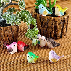 8pcs Mini Bird Figurines for Summer Home Garden Decor