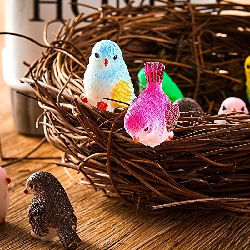 8pcs Mini Bird Figurines for Summer Home Garden Decor
