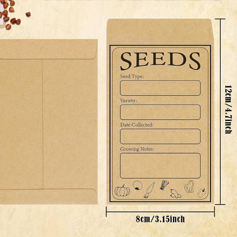 20pcs Self Sealing Seed Packet Envelopes Kraft Seed Saving Envelopes Organizer