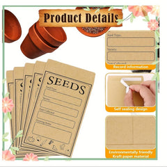 20pcs Self Sealing Seed Packet Envelopes Kraft Seed Saving Envelopes Organizer