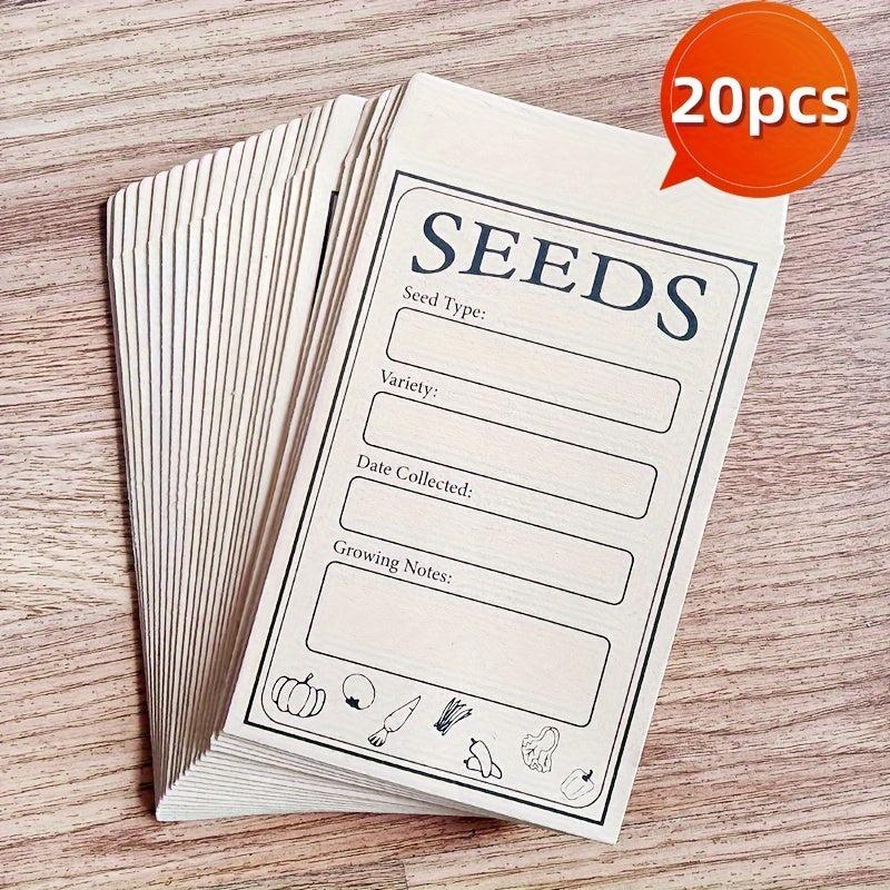 20pcs Self Sealing Seed Packet Envelopes Kraft Seed Saving Envelopes Organizer