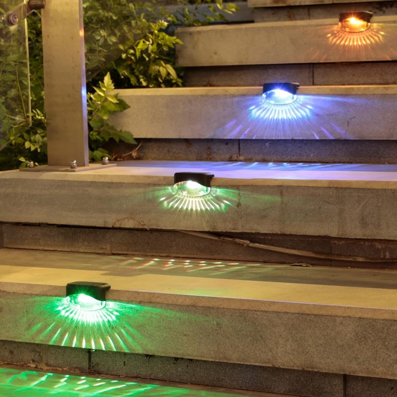 4pcs Solar Deck Lights Outdoor Solar Step Lights Waterproof