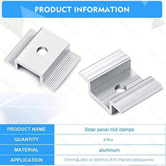 4pcs Solar Panel Mid Clamp Aluminum Mounting Accessories