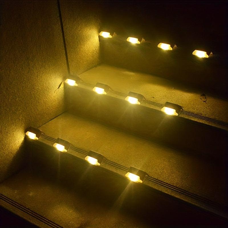 Solar Fence Lights Outdoor Waterproof LED Step Lights Garden Rail Lights