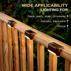 Solar Fence Lights Outdoor Waterproof LED Step Lights Garden Rail Lights