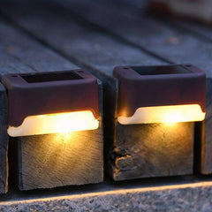 Solar Fence Lights Outdoor Waterproof LED Step Lights Garden Rail Lights