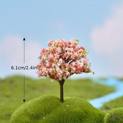4pcs Garden Decor Micro Landscape Tree Silk Flower Ornaments