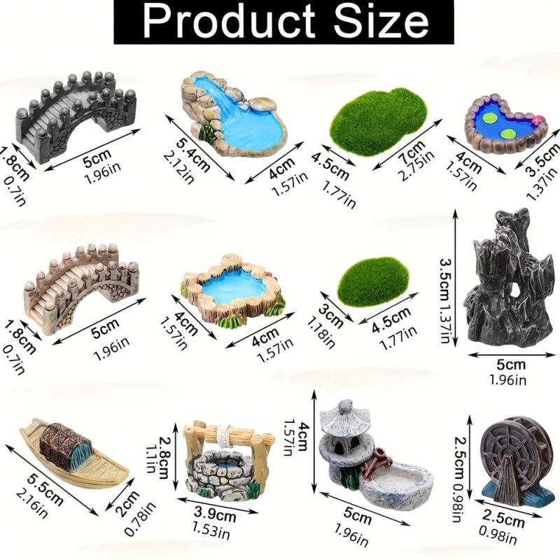 12pcs Garden Resin Figurines Accessories for DIY Fairy Garden Bonsai Art Decor