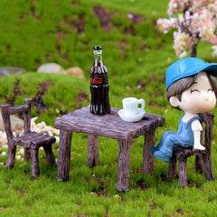 6pcs Tables & Chairs Set for Fairy Garden Home Decor & Yard Art Decoration