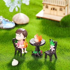 6pcs Tables & Chairs Set for Fairy Garden Home Decor & Yard Art Decoration