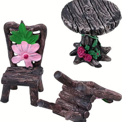 6pcs Tables & Chairs Set for Fairy Garden Home Decor & Yard Art Decoration