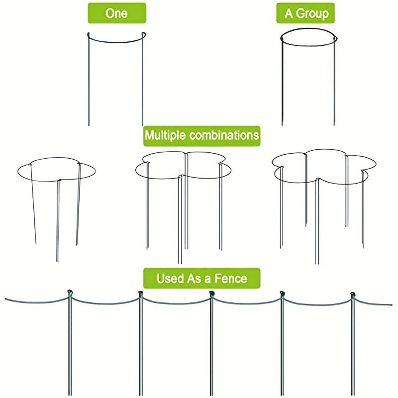 6pcs Metal Plant Support Stakes for Peony Cage - Green Rin