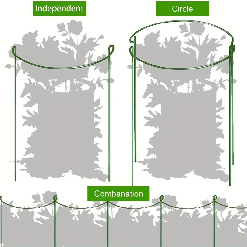 6pcs Metal Plant Support Stakes for Peony Cage - Green Rin