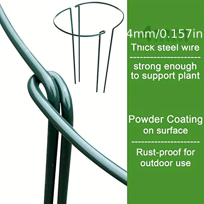6pcs Metal Plant Support Stakes for Peony Cage - Green Rin