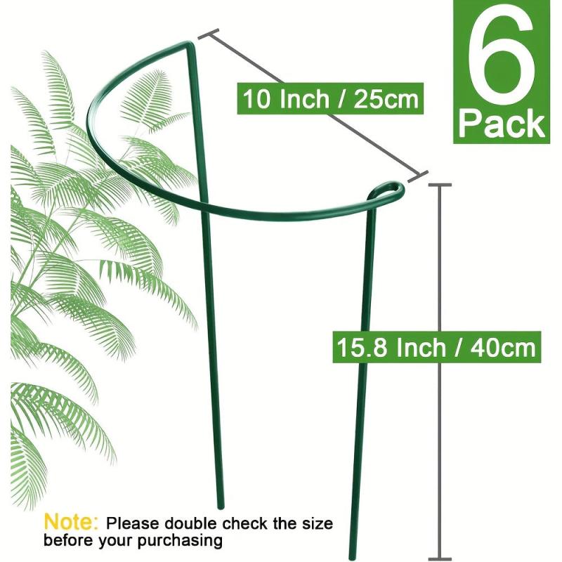 6pcs Metal Plant Support Stakes for Peony Cage - Green Rin