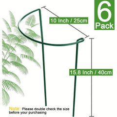 6pcs Metal Plant Support Stakes for Peony Cage - Green Rin