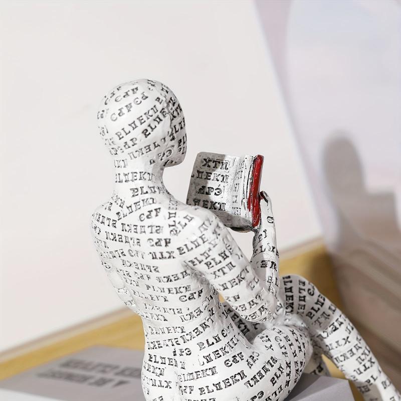 Elegant Woman Reading Pulp Mold Resin Figurine