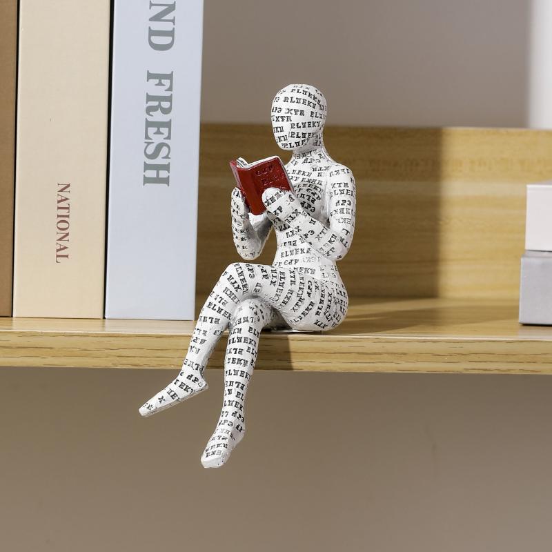 Elegant Woman Reading Pulp Mold Resin Figurine