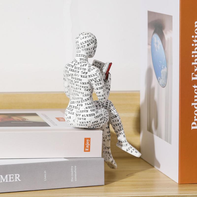 Elegant Woman Reading Pulp Mold Resin Figurine