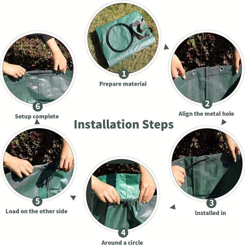 272L Reusable Garden Waste Bags for Leaves Grass Plants