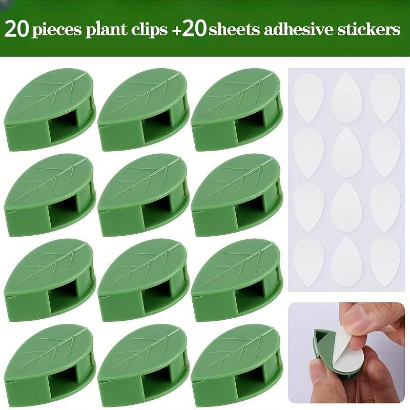 20pcs Plant Climbing Wall Fixture Clips With 20 Adhesive Sticker