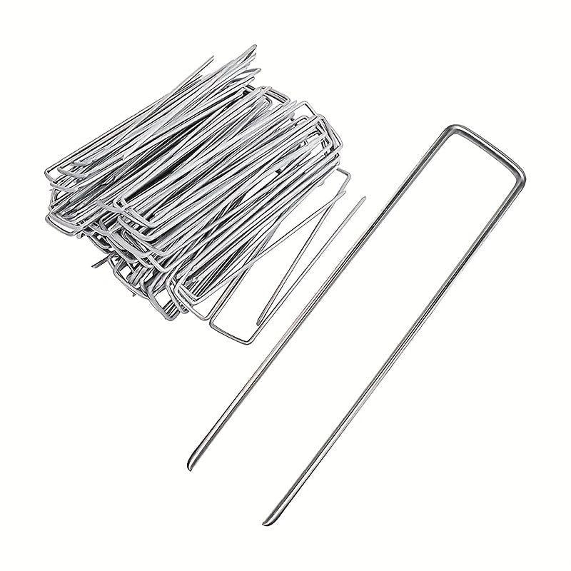 20pcs U shaped Floor Staples Heavy Duty Garden Stakes Ground Landscape Pins
