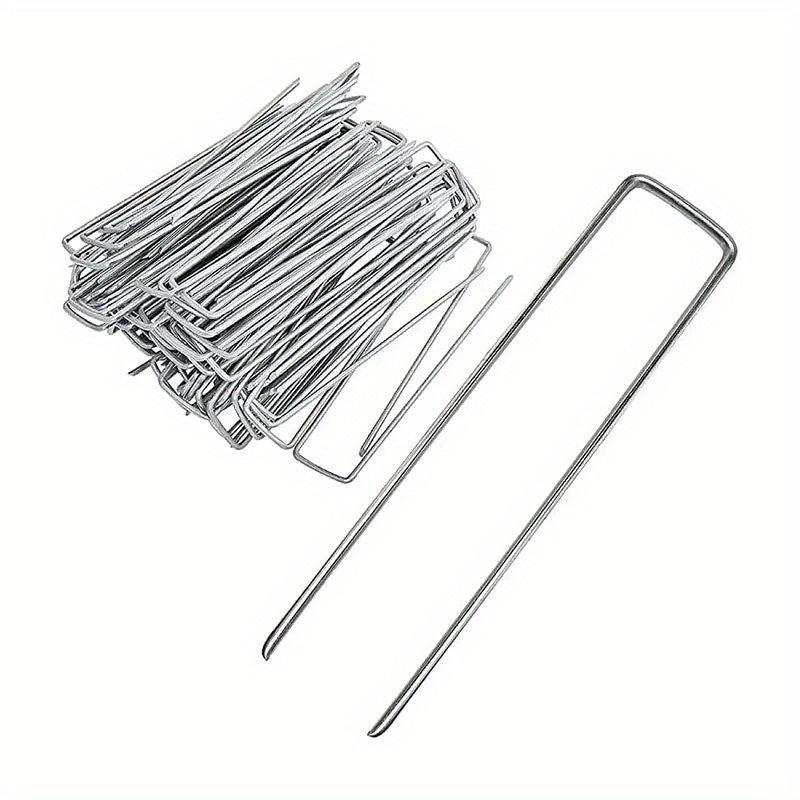 20pcs U shaped Floor Staples Heavy Duty Garden Stakes Ground Landscape Pins