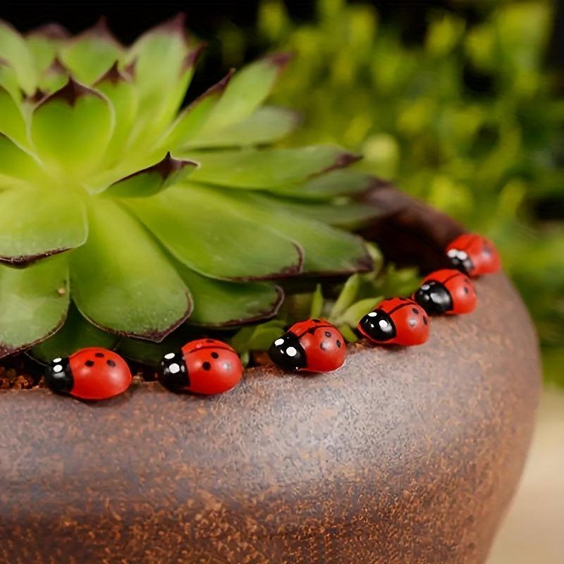 50pcs Wooden Ladybug Insect Craft Decor for Garden Plant Outdoor