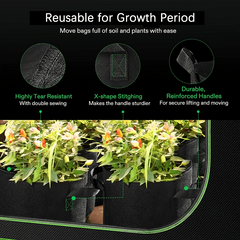 5-Pack 11x36-inch Grow Bags Heavy Duty Nonwoven Fabric Pots with Handles