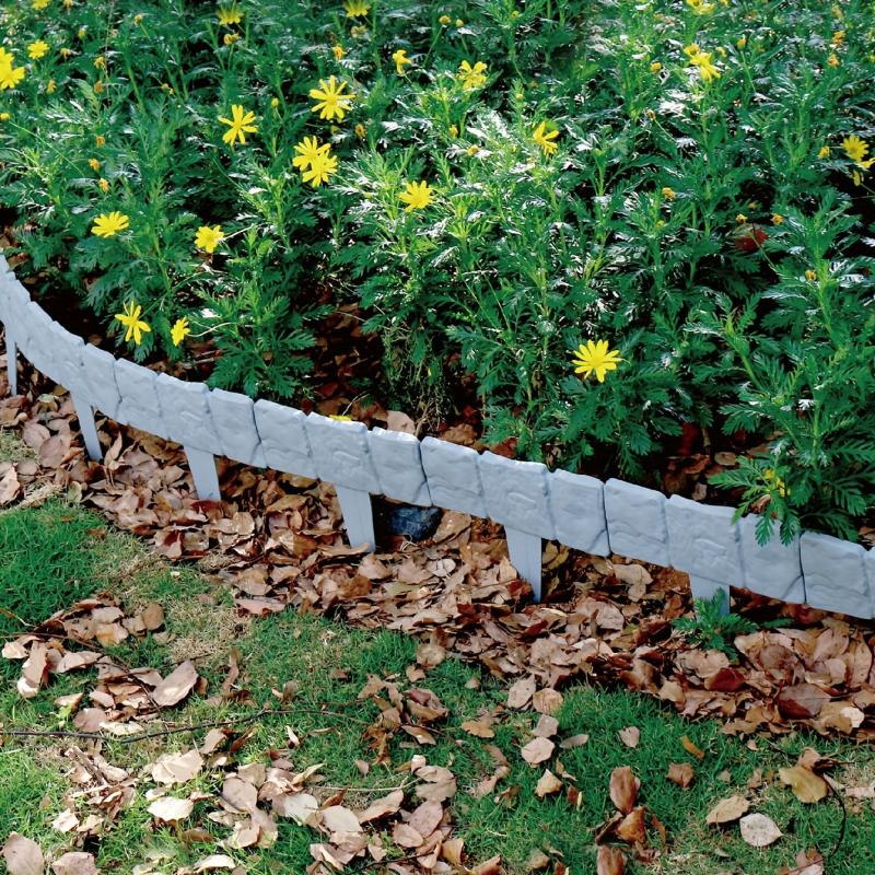 5pcs Stone Plastic Garden Fence Set 22 9 85 8 66inch