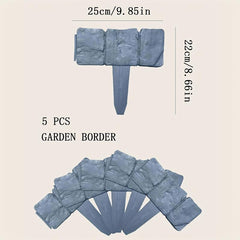 5pcs Stone Plastic Garden Fence Set 22 9 85 8 66inch