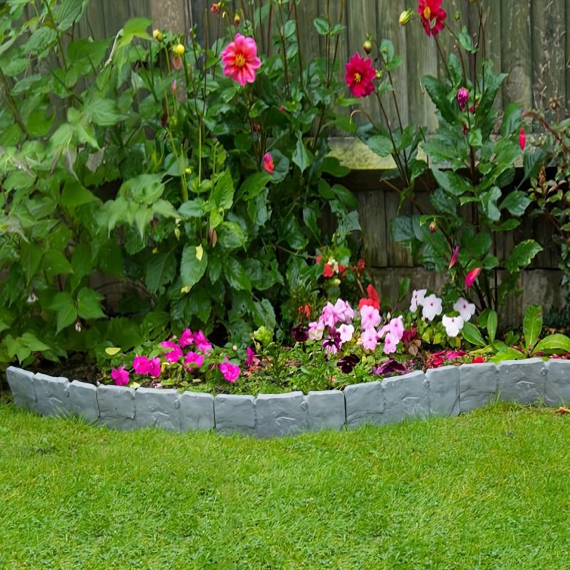 5pcs Stone Plastic Garden Fence Set 22 9 85 8 66inch