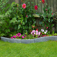 5pcs Stone Plastic Garden Fence Set 22 9 85 8 66inch