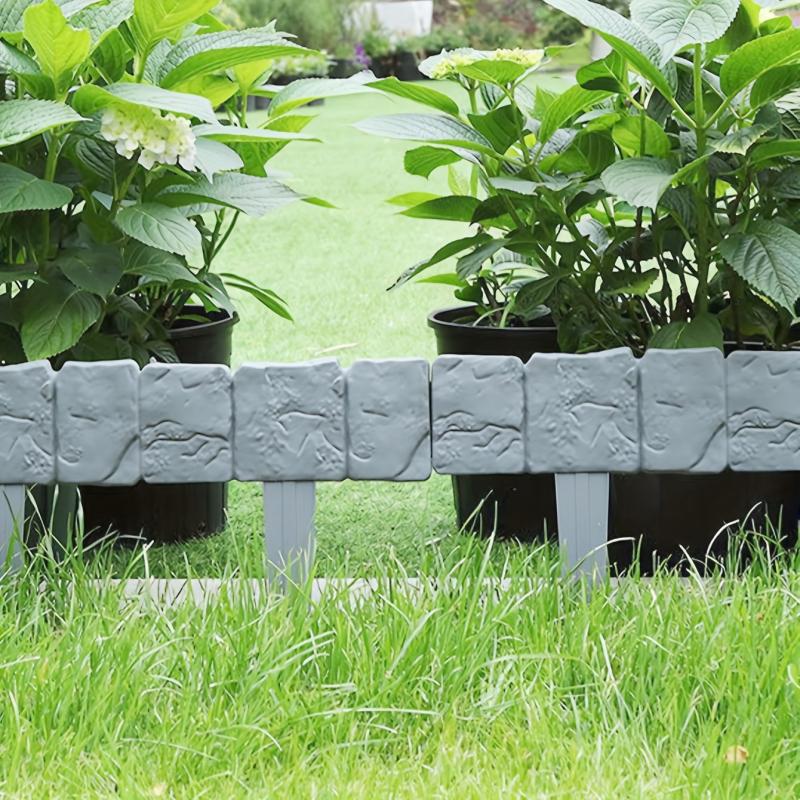 5pcs Stone Plastic Garden Fence Set 22 9 85 8 66inch