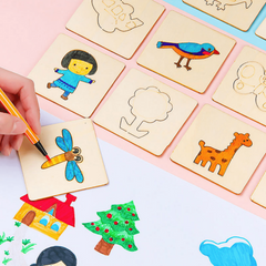 20pcs Montessori Wooden Drawing Stencils for DIY Painting