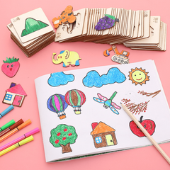 20pcs Montessori Wooden Drawing Stencils for DIY Painting