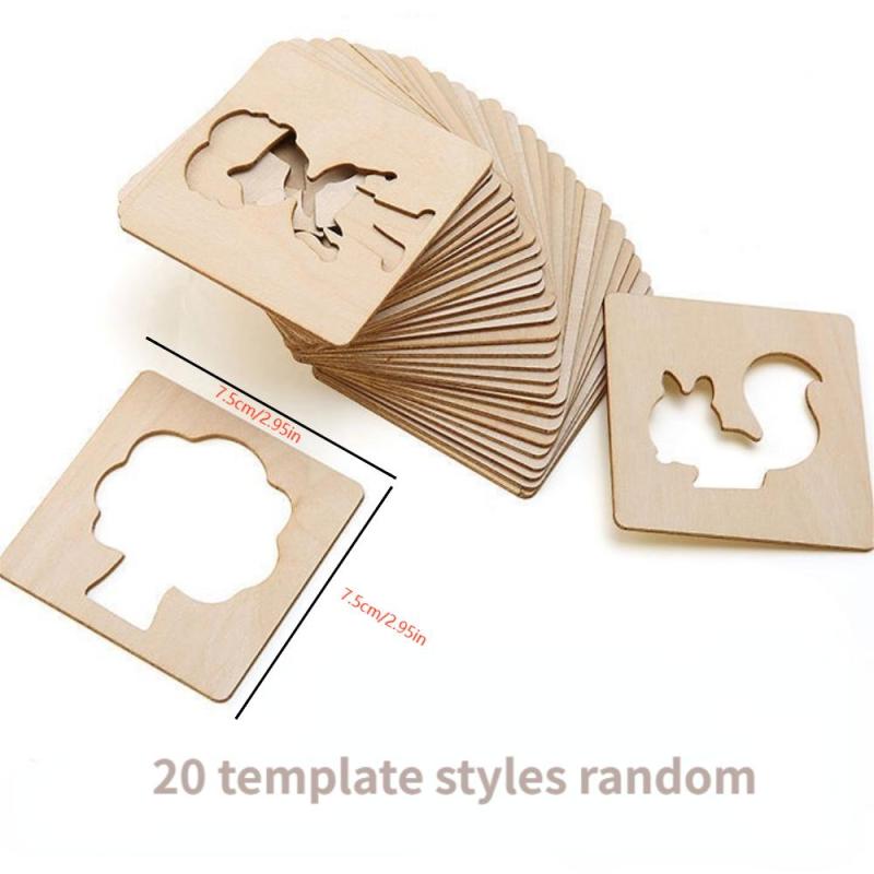 20pcs Montessori Wooden Drawing Stencils for DIY Painting