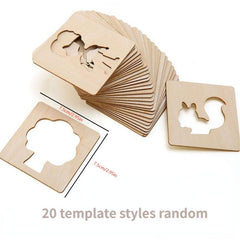 20pcs Montessori Wooden Drawing Stencils for DIY Painting