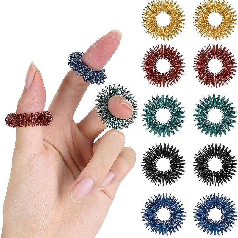 10 Pack Stress Relief Fidget Rings for ADHD & Autism