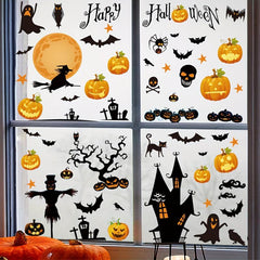 8pcs Halloween Flying Witch Window Stickers