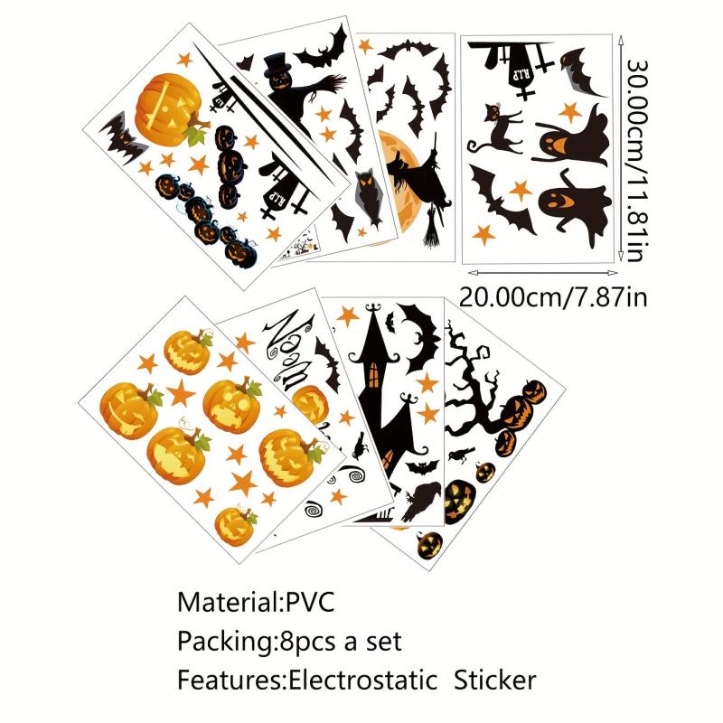 8pcs Halloween Flying Witch Window Stickers
