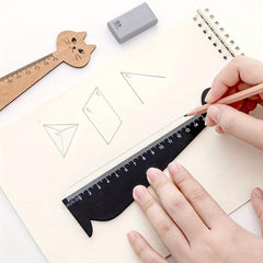 Cat Shaped Wooden Ruler for School, Home, Office
