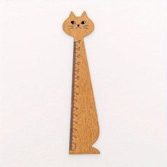 Cat Shaped Wooden Ruler for School, Home, Office